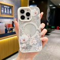 thumbnail image 3 of Flower Magnetic Phone Case For iphone 15 14 13 12 11 Pro Max Wireless Charging Creative Transparent Silicone Cover Back Case, 3 of 5