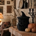 thumbnail image 5 of Seagrass Witch Hat Pumpkin Jack O Lantern Candle Holder Halloween Decor Black 11 inches, 5 of 6