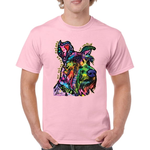 Tee Hunt My Schnauzer Colors My World T-Shirt Dean Russo Pet Dog Mom Men's Tee, Light Pink, 3X-Large