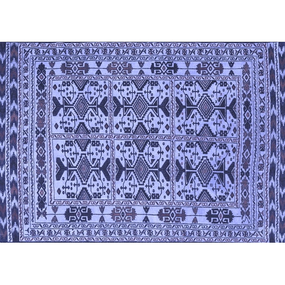 Ahgly Company Indoor Rectangle Southwestern Blue Country Area Rugs, 4' x 6'