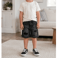 thumbnail image 3 of KIDSCOOL SPACE Boys Summer Denim Shorts, Ripped Holes Soft Elastic Band Inside Half Jean Pants,Black,8-9 Years, 3 of 7