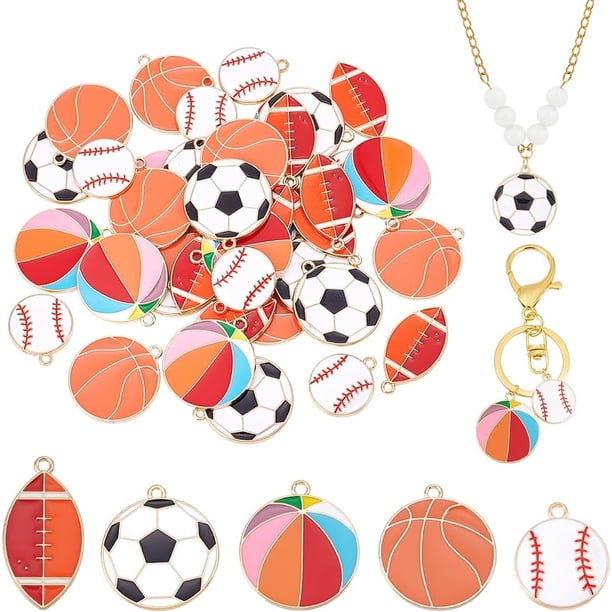Dijes de bolas - 40 piezas de 5 estilos de colgantes de metal para hacer aretes, collares, pulseras, manualidades, joyería y llaveros.
