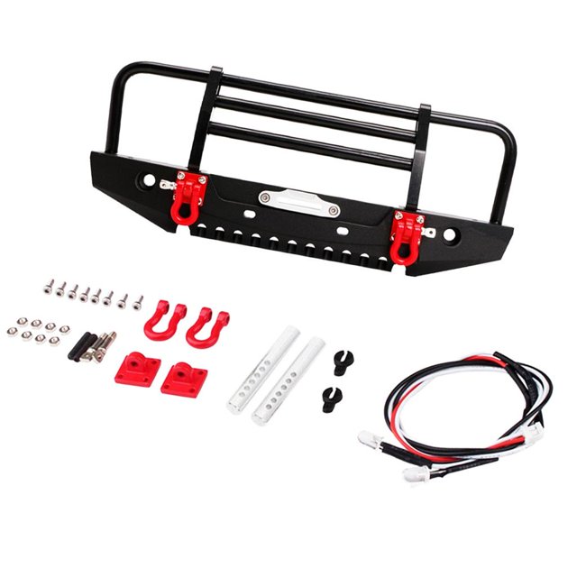 Parachoques Delantero de 2 Luces LED para 1:10 RC Crawler Axial Scx10 CUTICAT Parachoques delantero para coche RC
