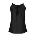 thumbnail image 5 of Charella Eyelet Halter Tops for Women Sexy Casual Keyhole Back Off Shoulder T Shirt Loose Sleeveless Summer Tunics (Large, Black), 5 of 7