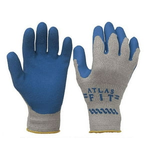 Showa Best Atlas Fit® 300 Glove, Blue Rubber Palm Coated, Grey Cotton Knit