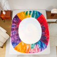 thumbnail image 4 of Manfei Tie Dye Rainbow Fitted Sheet Queen, Watercolor Spiral Abstract Bedding, Orange Blue, 3 Pieces, 1 Fitted Sheet and 2 Pillowcases, 4 of 6
