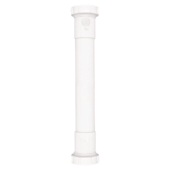 Tubo de extensión Plumb Pak de plástico de 1,5 cm de profundidad x 30 cm de largo, color blanco