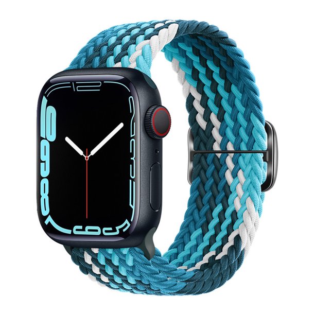 Adecuado para Apple Apple iwatch Correa de reloj plana para hebilla deslizante tejida de nailon arcoíris Correa elástica universal