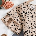 thumbnail image 4 of GYRATEDREAM 2Pcs Girls Summer Outfits Set Leopard Print Short Ruffle Sleeve Tee Top and Shorts Set with Bow Belt for 8Y Black, 4 of 9