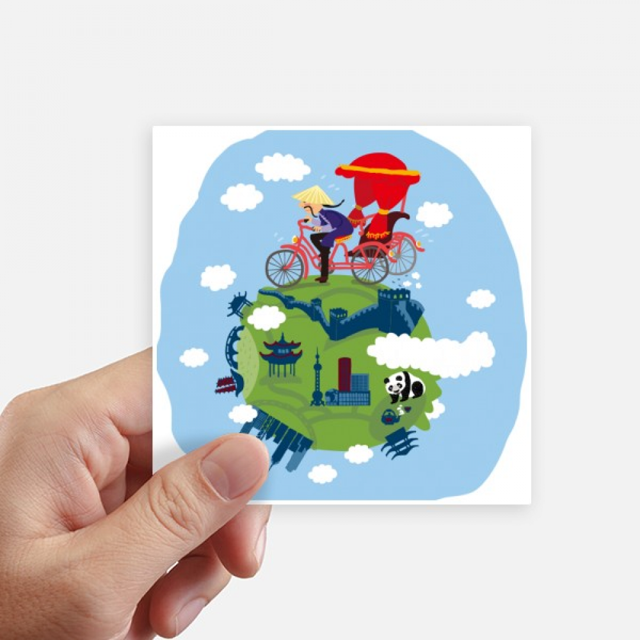 El arte chino de la gran muralla Pegatinas de pared cuadrado de 10 cm maleta portatil Motobike Decal 8pcs
