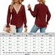 thumbnail image 2 of Blusas Sueltas Blusas de otoño con dobladillo de encaje Blusas básicas de mujer de color sólido Traje de vacaciones de manga larga Ygjytge Vino Tinto Xl para Mujer, 2 of 6