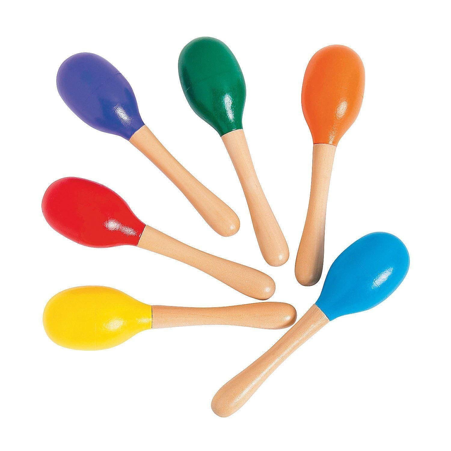 Wooden Maracas Pack Of 6 5 Inches Assorted Colors Percussion