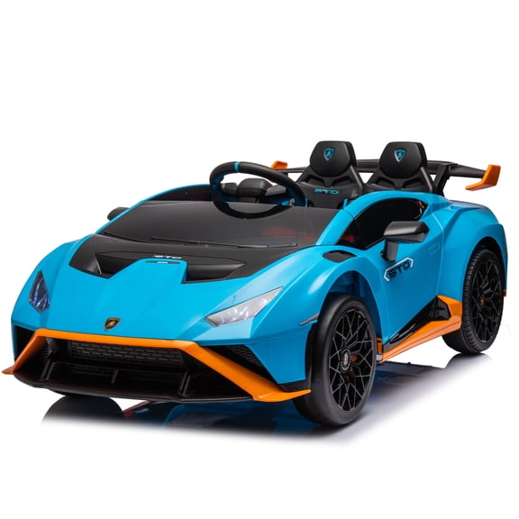 24V Lamborghini-Style Kids Drift Ride On Car with LED Lights, Music and USB, Blue