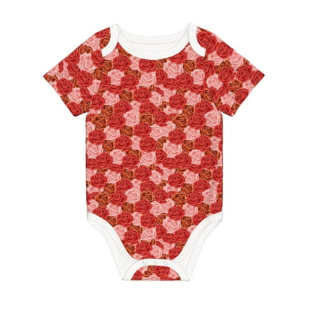 

Coaee Rose Flowers for Soft Cotton Baby Short-Sleeve Bodysuit Baby Girls Boys Bodysuit Romper