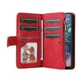thumbnail image 2 of Multifunctional Case for Motorola Moto G10,Card Slots[RFID Blocking],Durable Flip Folio Kickstand Magnetic Closure Leather Zipper Wallet Wrist Strap Shockproof Case for Motorola Moto G10, Red, 2 of 12