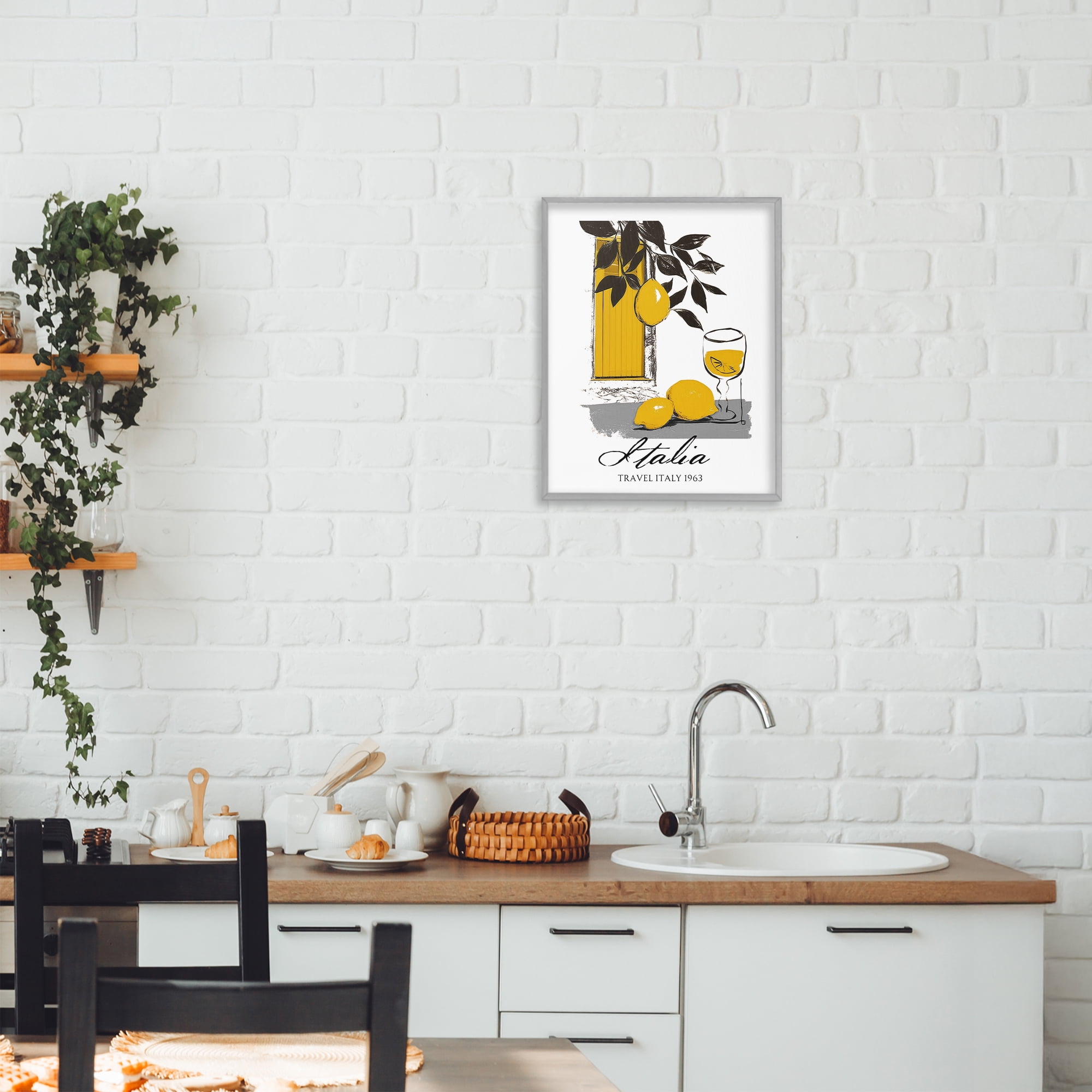 Stupell Industries Travel Italia Lemons Gray Framed Giclee Art, design by Annabelle Hall