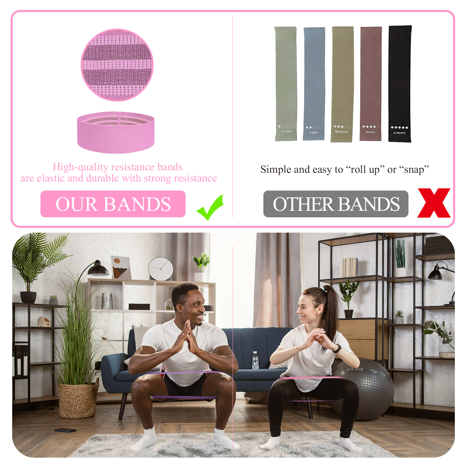 Fabric Resistance Bands, 5-Level Set for Home Fitness photo 2