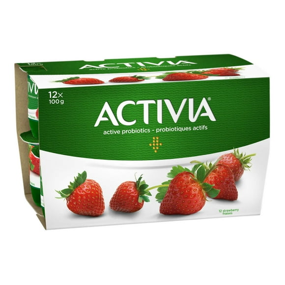 Activia Yogourt probiotique, saveur fraise, (emballage de 12) 12 x 100g