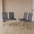 thumbnail image 4 of Dining Chairs Set of 4, Modern Dining Chairs with C-Shaped Tube Plating Metal Base , Ergonomic Backrest, Soft Cushion for Dining Room, Kitchen, Vanity, Patio, Club, Office, Grey+ Silver, 4 of 8