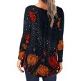 thumbnail image 3 of Patlollav Womens Casual Loose Crew Neck Button Long Sleeve Print Top, 3 of 6
