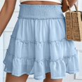 thumbnail image 2 of RYRJJ Flowy Shorts for Women Boho Ruffled Tiered Skorts Casual High Waisted Tennis Golf Comfy Mini Skirts with Inner Shorts(Light Blue,L), 2 of 5