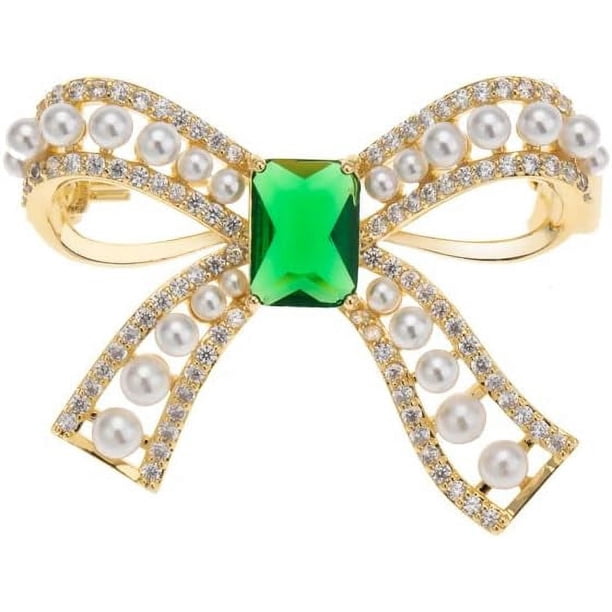 Broche elegante con lazo de perlas para mujer y niña, flor de circonita de cristal, bolso para ropa, accesorios de ramillete, regalo para mujer