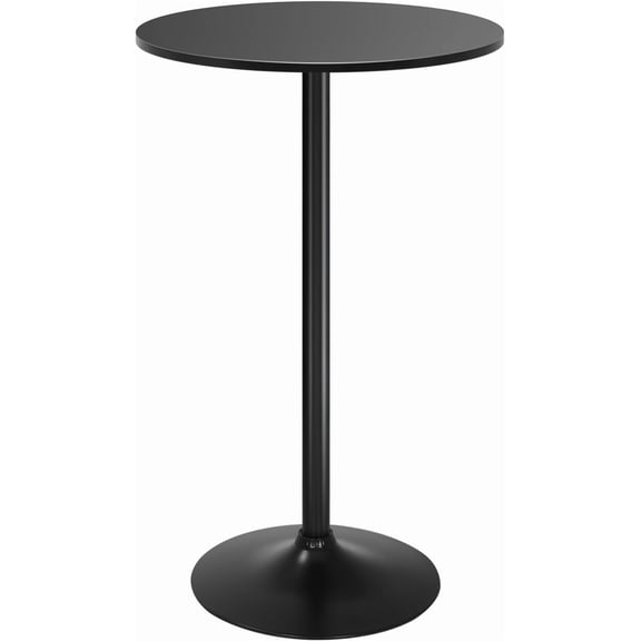 Round High Bar Table, 23.6" Diameter x 38.9" Height, Solid Metal Base, Black – for Bistro, Kitchen, Dining Room or Home
