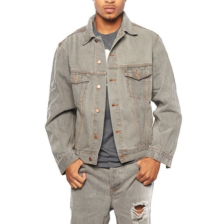 - Mens Casual Vintage Pocket Denim Trucker Shirt Jacket EP8112-S-Grey