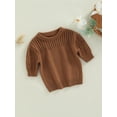 thumbnail image 3 of Kids Sweater, Solid Color Round Neck Long Sleeve Hollow Out Knitwear Winter Outfit for Girls Boys, 3 of 8