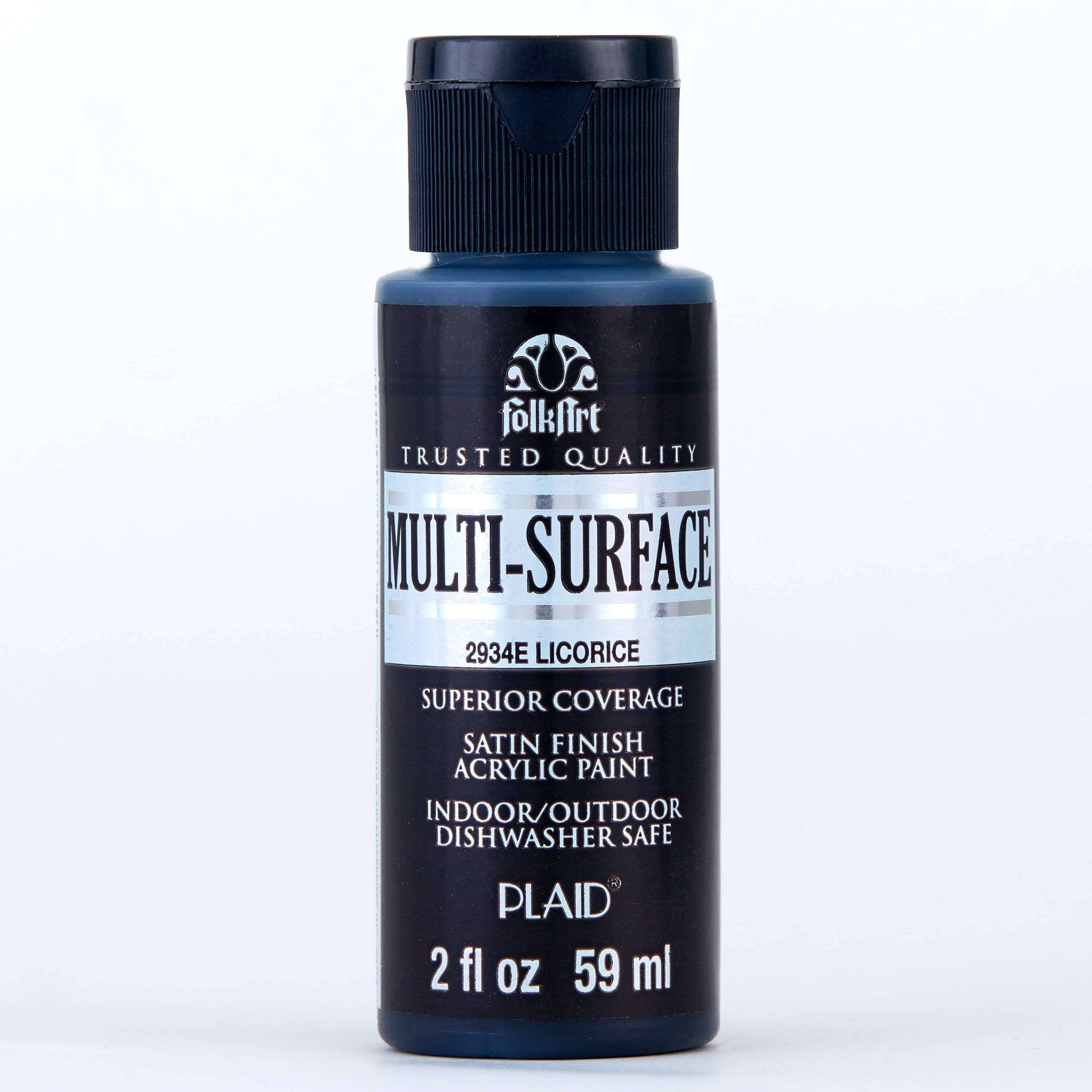 FolkArt 2934E MultiSurface Acrylic Craft Paint, Satin Finish, Licorice