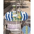thumbnail image 5 of Outdoor Tablecloth with Umbrella Hole and Zipper 60R Summer Lemon Flowers Leaves Blue White Stripes Table Cover for Round Tables Waterproof Tabletop Collection for Patio Garden Picnic Camping, 5 of 6