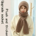 thumbnail image 5 of Idoravan Womens Winter Beanie Hat Scarf Set Integrated Ear Protection Windproof Cap Scarf 2 In 1 Winter Warm Knitted Hat Scarf Thickening Hat Scarf Coffee, 5 of 5