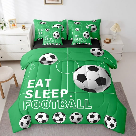 Football Bedding Sets Full Size 7 Piece Sports Comforter Ser Soccer Comforter Set with Sheets Football Games Themed Bed Set Sports Football Player Sheets Teen