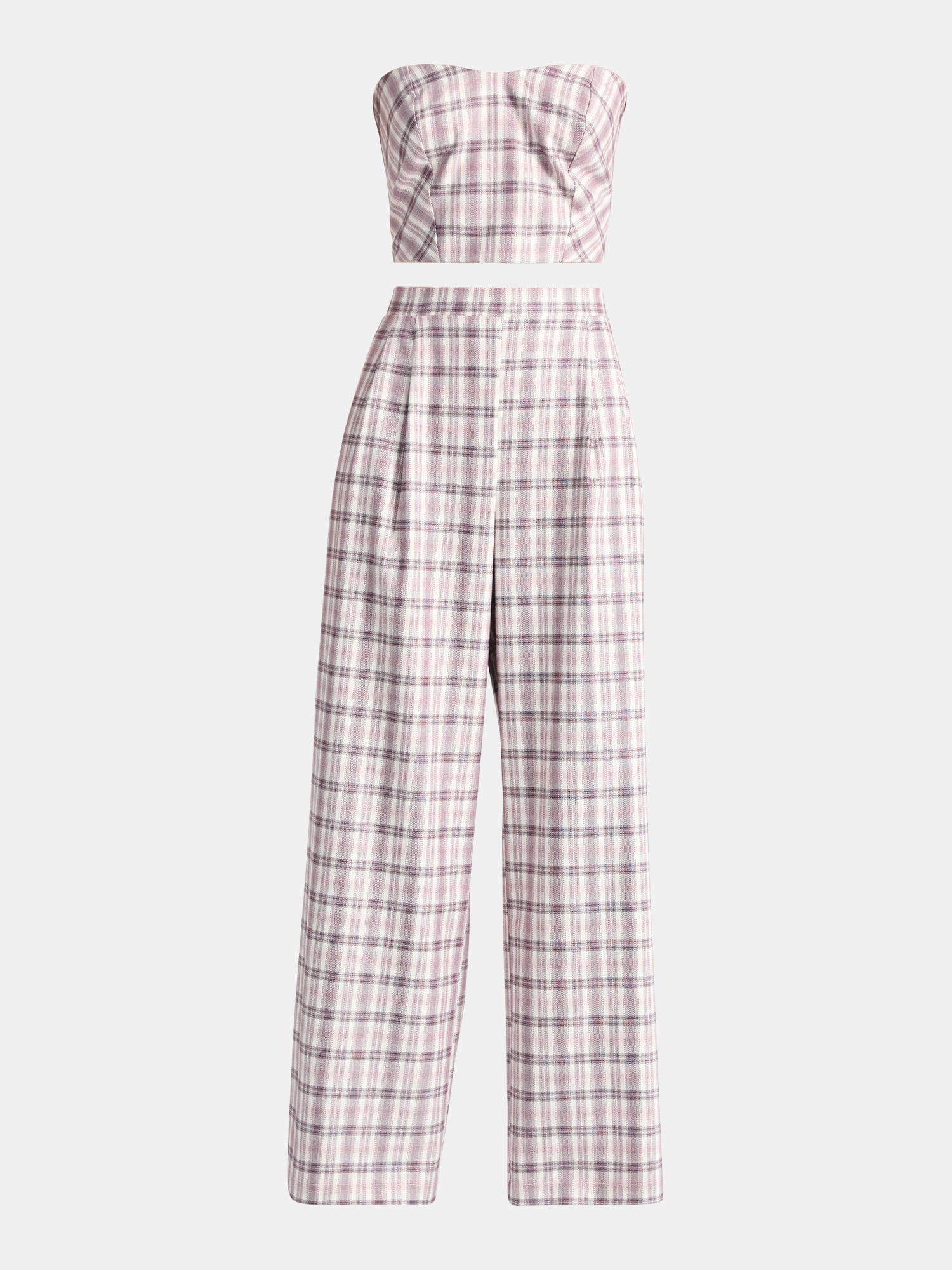 No Boundaries Sweetheart Neck Tube Top and Wide Leg Pants Set, 2-Piece, Women's