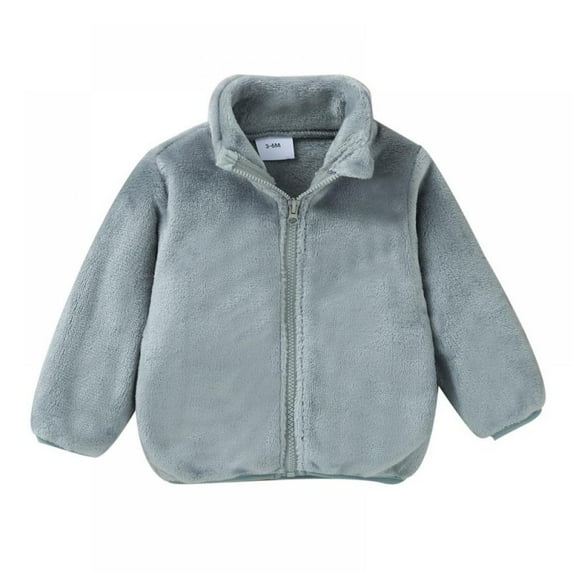 Baby Boys Girls Solid Color Zipper Long-sleeved Jacket Lovely Toddler Fleece Jacket Wool Coat 0-3Y