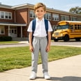 thumbnail image 2 of 6-7 Years Child Boys Cargo Pant School Pants Sweatpants School Pants Fall Winter Pants Boys' Sweatpants for Kids School Sports Running Pants White Pants, 2 of 9