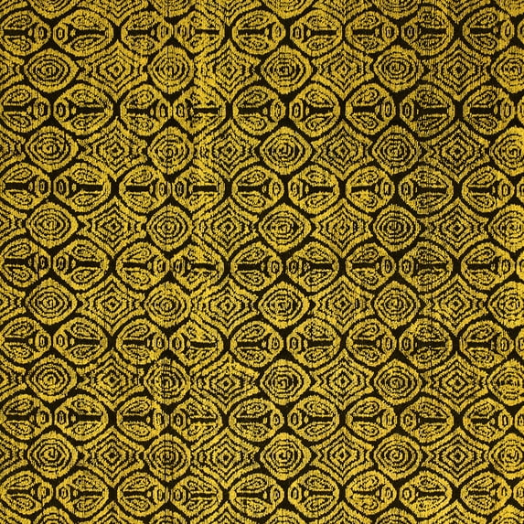 Ahgly Company Machine Washable Indoor Square Abstract Yellow Modern Area Rugs, 3' Square