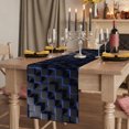 thumbnail image 2 of Blue Black Cubes Short Table Runner 36 Inches Long, Modern Geometric Abstract Art Cotton Linen Table Runners Dresser Scarves, Fabric Tabletop Scarf Furniture Cover for Home Dinner Party Decor 13"x36", 2 of 9