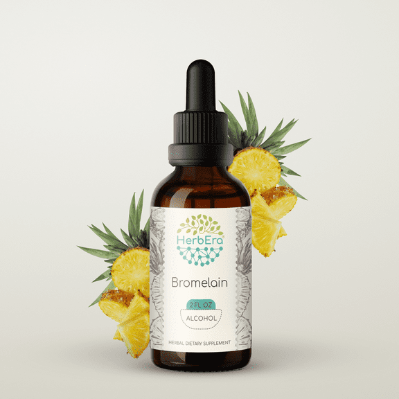 Bromelain Alcohol Herbal Extract Tincture, Super-Concentrated Wildcrafted Bromelain, Pineapple (Ananas Comosus) Dried Stem and Fruit 2 oz
