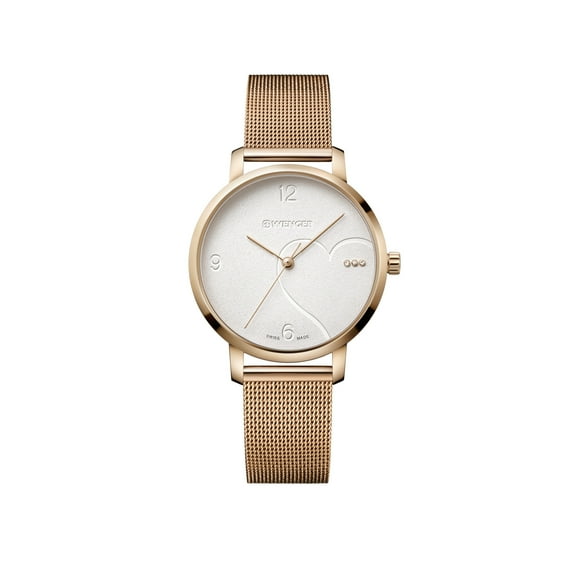 Wenger Metropolitan Donnissima Water Resistant Watch with Silver Dial and Rose-Gold Mesh Bracelet