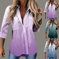 thumbnail image 5 of Women's Gradient Button Down Collared Shirts Long Sleeve Fashion Casual Tunic Tops Chest Pockets Dressy Blouses (Medium, Purple), 5 of 5