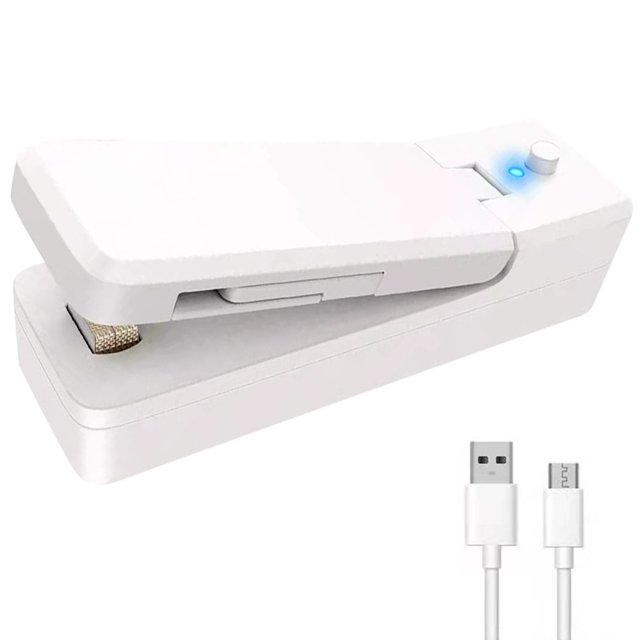 Scellant Rechargeable Portable pour Collation Alimentaire (Blanc)
