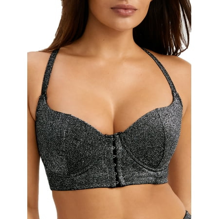 

Pour Moi Womens All That Glitters Front-Close Longline Bra Style-23501