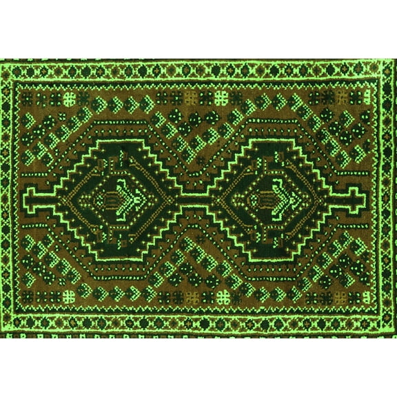 Ahgly Company Indoor Rectangle Persian Green Traditional Area Rugs, 5' x 7'