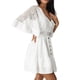 thumbnail image 4 of Txlixc Vestido bohemio para mujer, mangas acampanadas medias con cuello en V, decoración de botones, falda larga para playa Txlixc  Moda, 4 of 9
