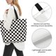 thumbnail image 3 of Balery Black and White Checkerboard Bolsa Tote Estilo Estético con Cremalleras, Bolsa de Hombro, Bolsa de Compras Grande y Plegable, 3 of 8