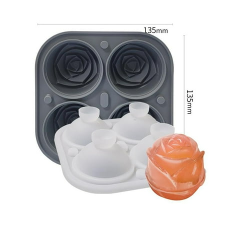 

RnemiTe-amo Deals！Ice Cube Tray Mold Rose Flower Ice Cocktail Mix Ice Creative Rose Flower 4 With Silicone Ice Tray