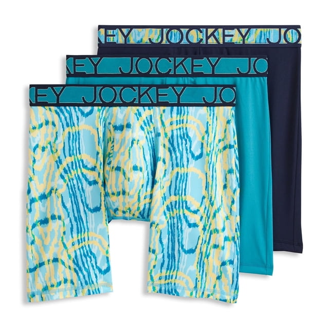 Jockey Men's Active Microfiber 9" Long Leg Boxer Brief - 3 Pack