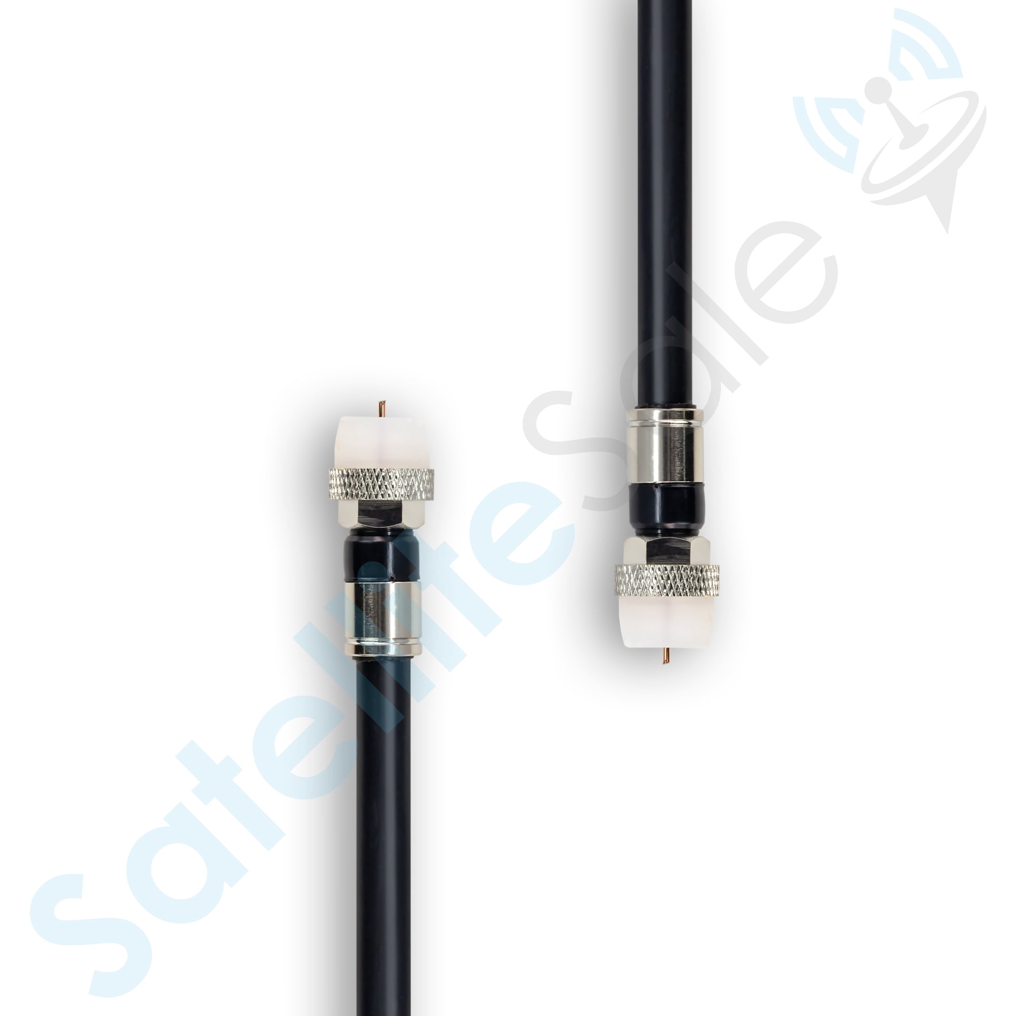 SatelliteSale Digital RG-6/U 75 Ohm Coaxial Cable with F-Type Waterproof Connectors Indoor/Outdoor Universal Wire Black Cord 25 feet