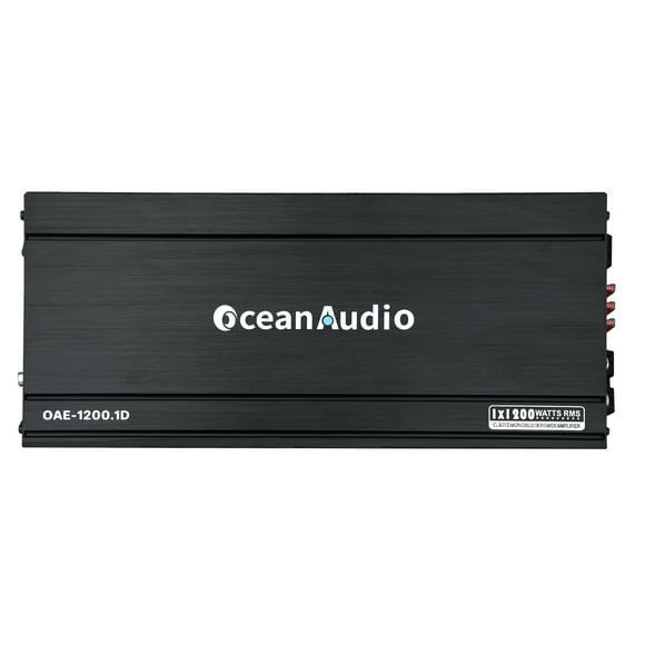 OceanAudio OAE-1200.1D Monoblock Class D Amplifier with Remote Subwoofer Level Control, 2400W - RMS Power @4Ω 1*480W @2Ω 1*800W @1Ω 1*1200W Max Power @1Ω 1*2400W